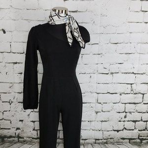One Shoulder Black Lycra Jumpsuit